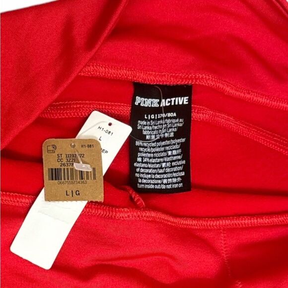 PINK Active Ultimate Sz L Red Cargo Style Full Length Leggings Insulated - Picture 3 of 5